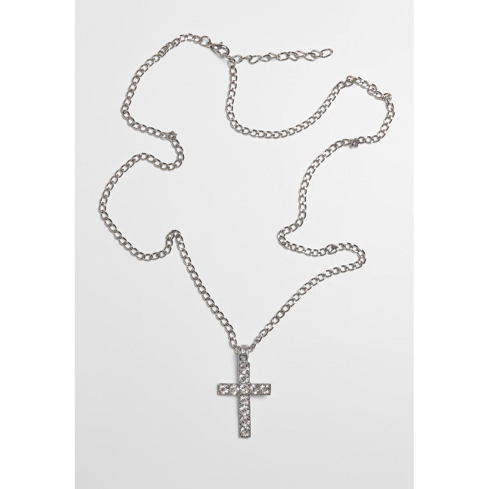 Urban Classics - Diamond Cross Necklace silver one size Collier - Couleur argent